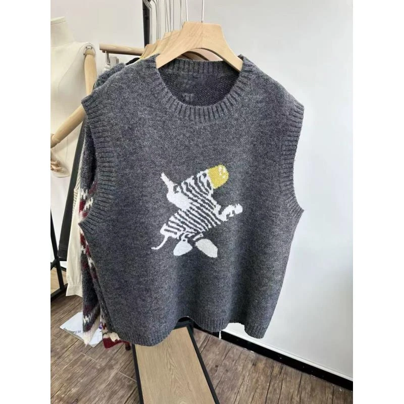 冬季新款潮流气质时尚拼色小马宽松显瘦减龄休闲百搭针织马甲-10