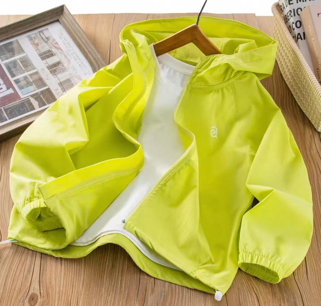 25SZ08夏季男女童后背印花冰感连帽外套中大童舒适户外休闲外套