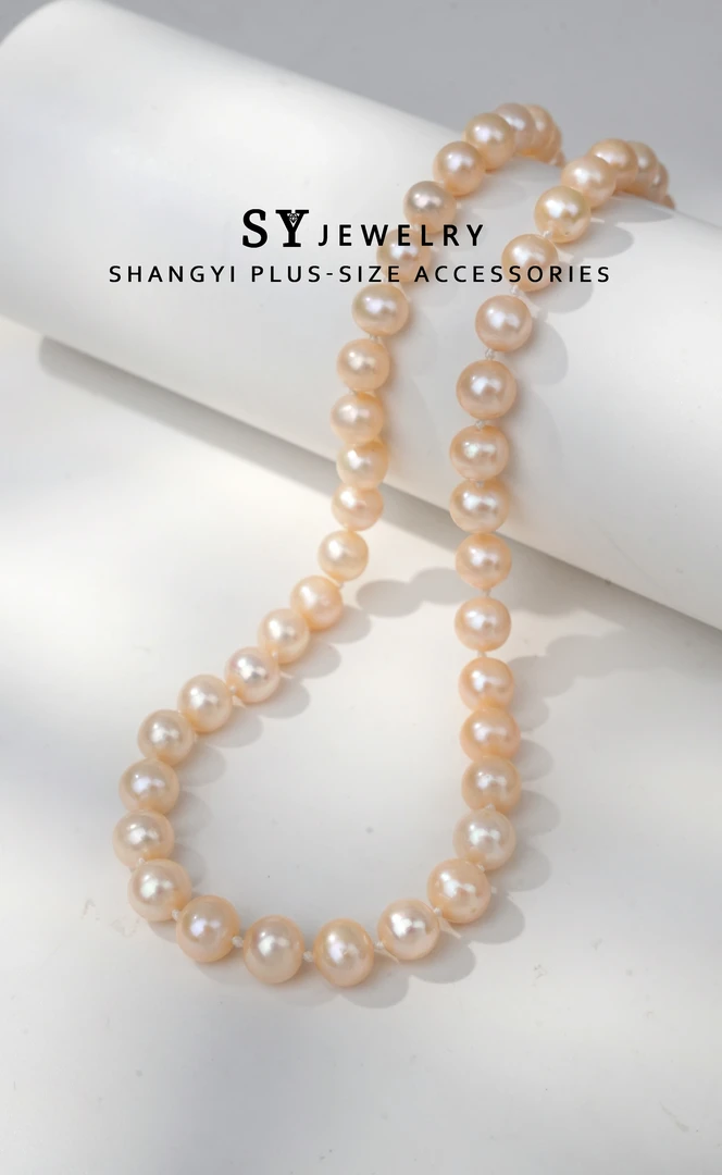 H-070胖妹妹大码饰品时尚百搭轻奢气质加上淡水珍珠项链