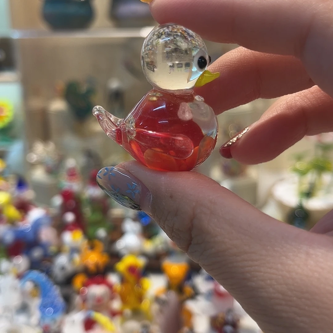 琉璃手工艺品扎花小鸭子