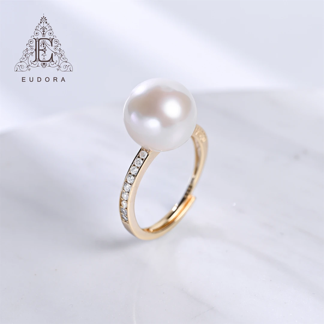 【尤朵拉珠宝甄选】天然淡水珍珠S925银11-12mm小细版戒指