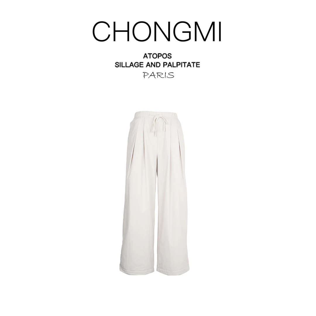 双色直筒加绒阔腿休闲裤女2025冬季新款时尚保暖长裤子 S2596208