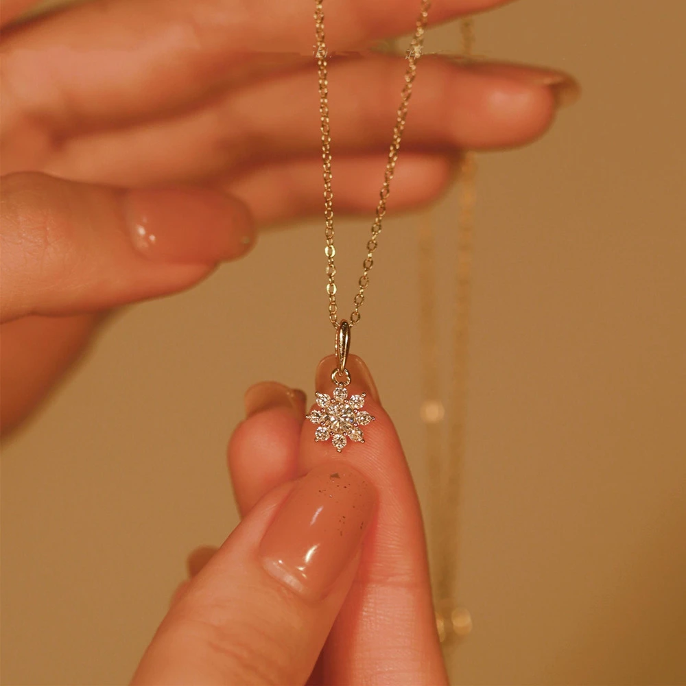 Jusong klein 钛钢项链 雪花项链女款初雪简约设计毛衣锁骨链3563