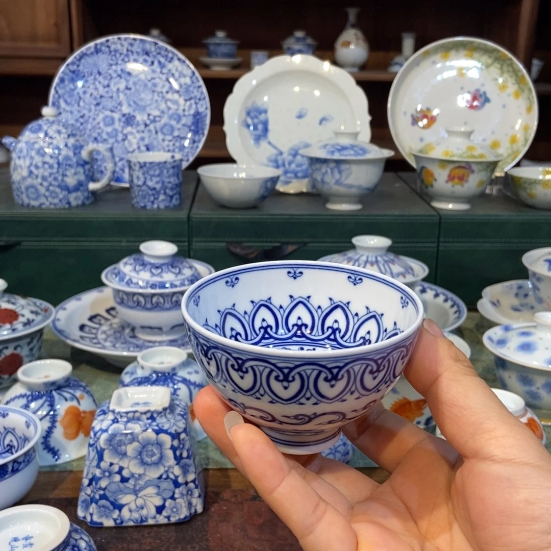 w雪山春晓宝相鸡心杯