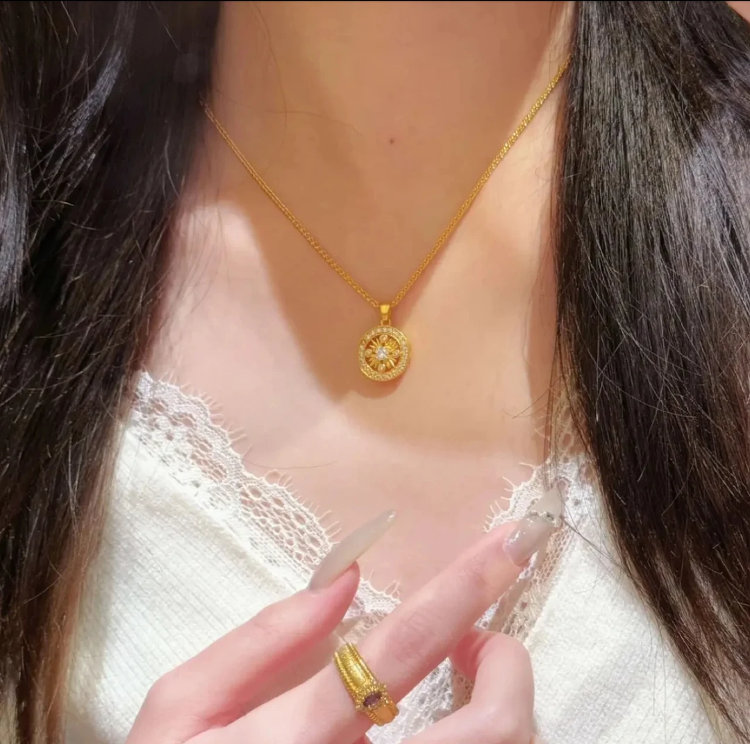铜合金项链 巴黎【设计师】太阳花图腾项链女生轻奢高级感锁骨链