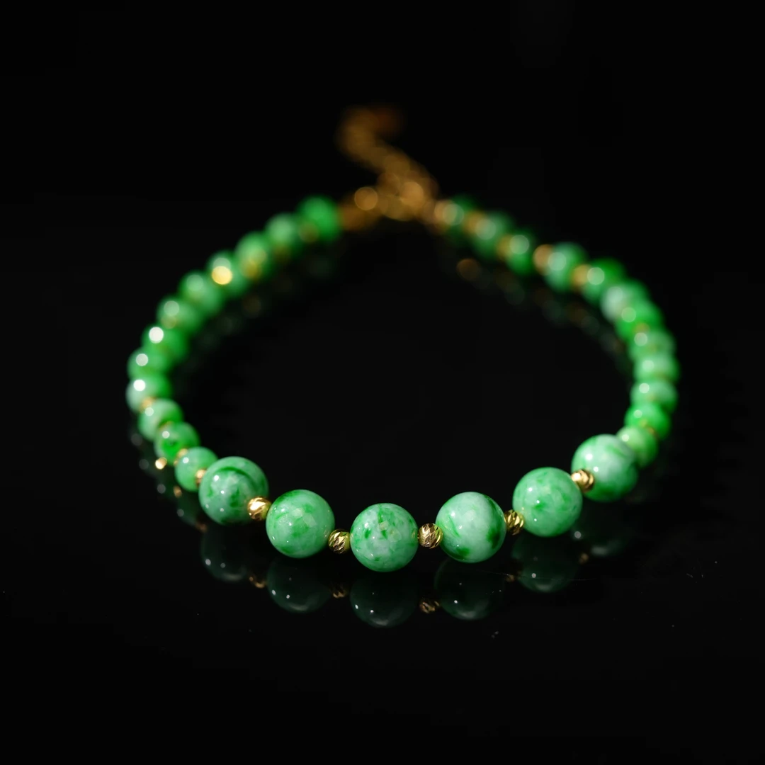 【初见珠宝】18K金翡翠手链5-2CL117X201【多样性发一件】约4mm+