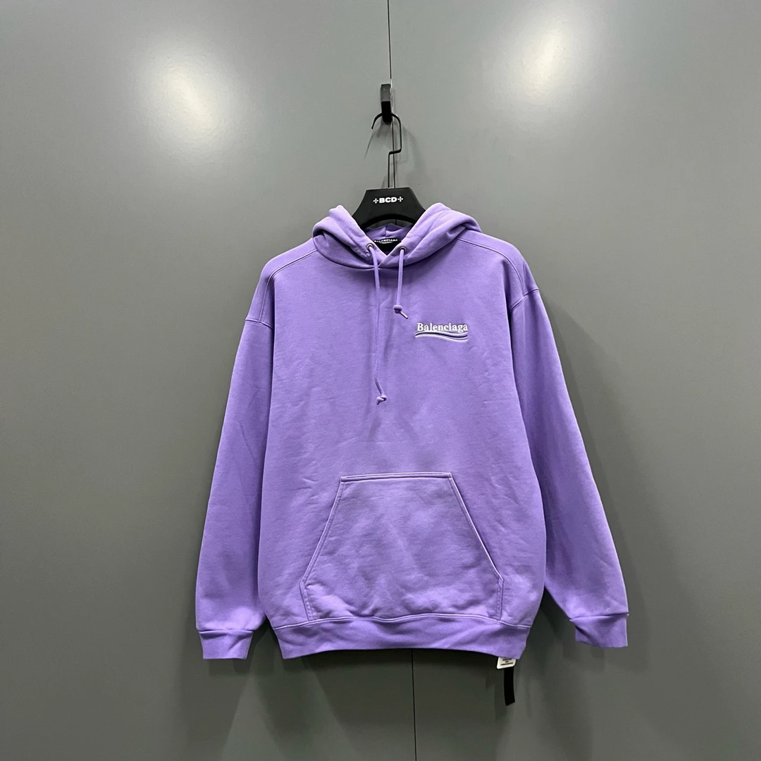 95新 Balenciaga/巴黎世家 q48 紫色可乐帽衫 XS码/fg206381