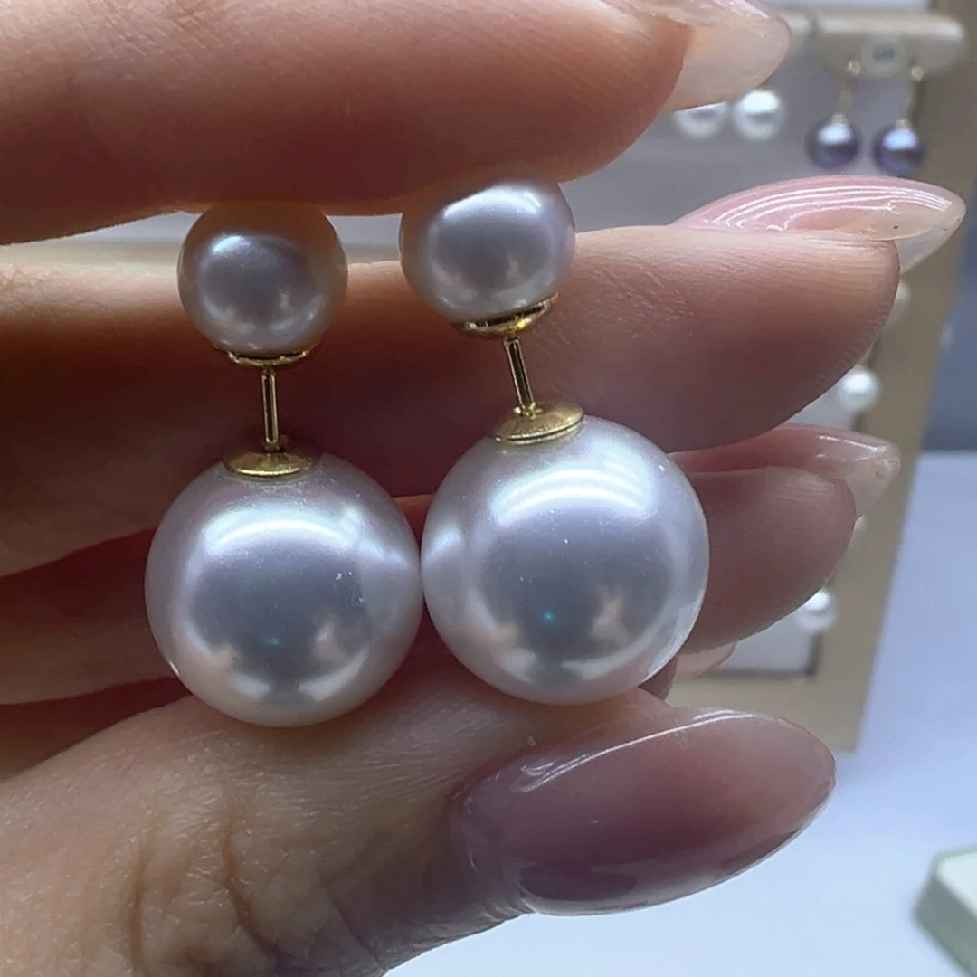 银S925镶嵌淡水珍珠耳饰