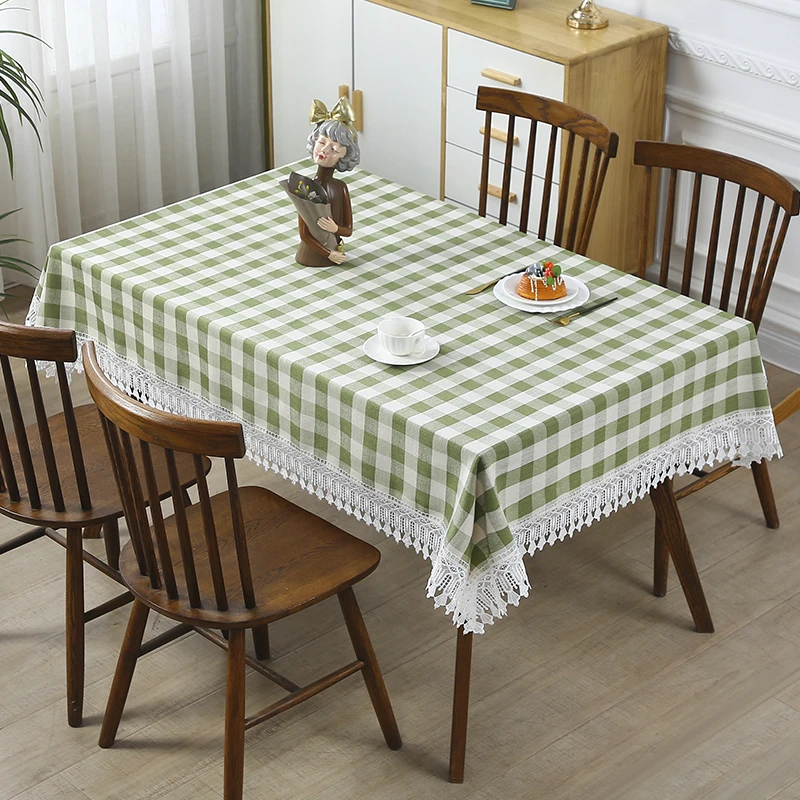 绿色格子（145*195cm）茶几桌布餐桌布居家布方形北欧简约现代