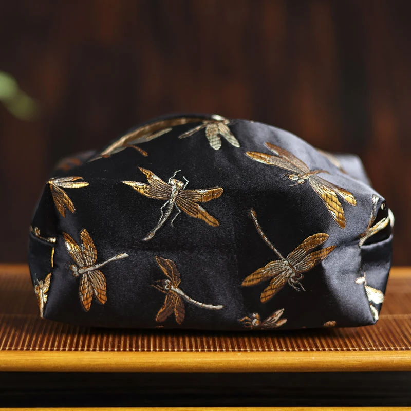 纳兰<蜻蜓>真丝抽纸袋茶道器具（慢蓝S0477）