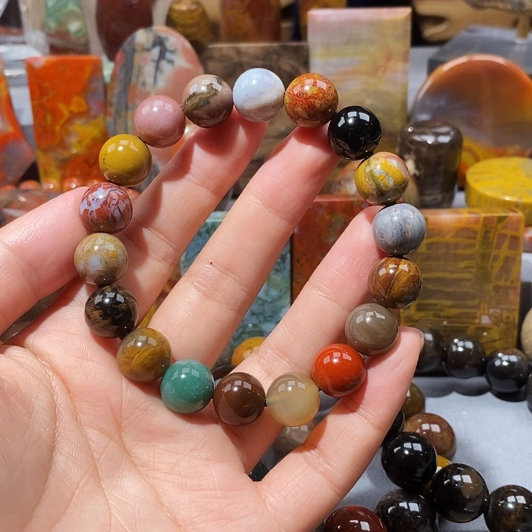 豆****硅化玉天然北票硅化玉手串未镶嵌