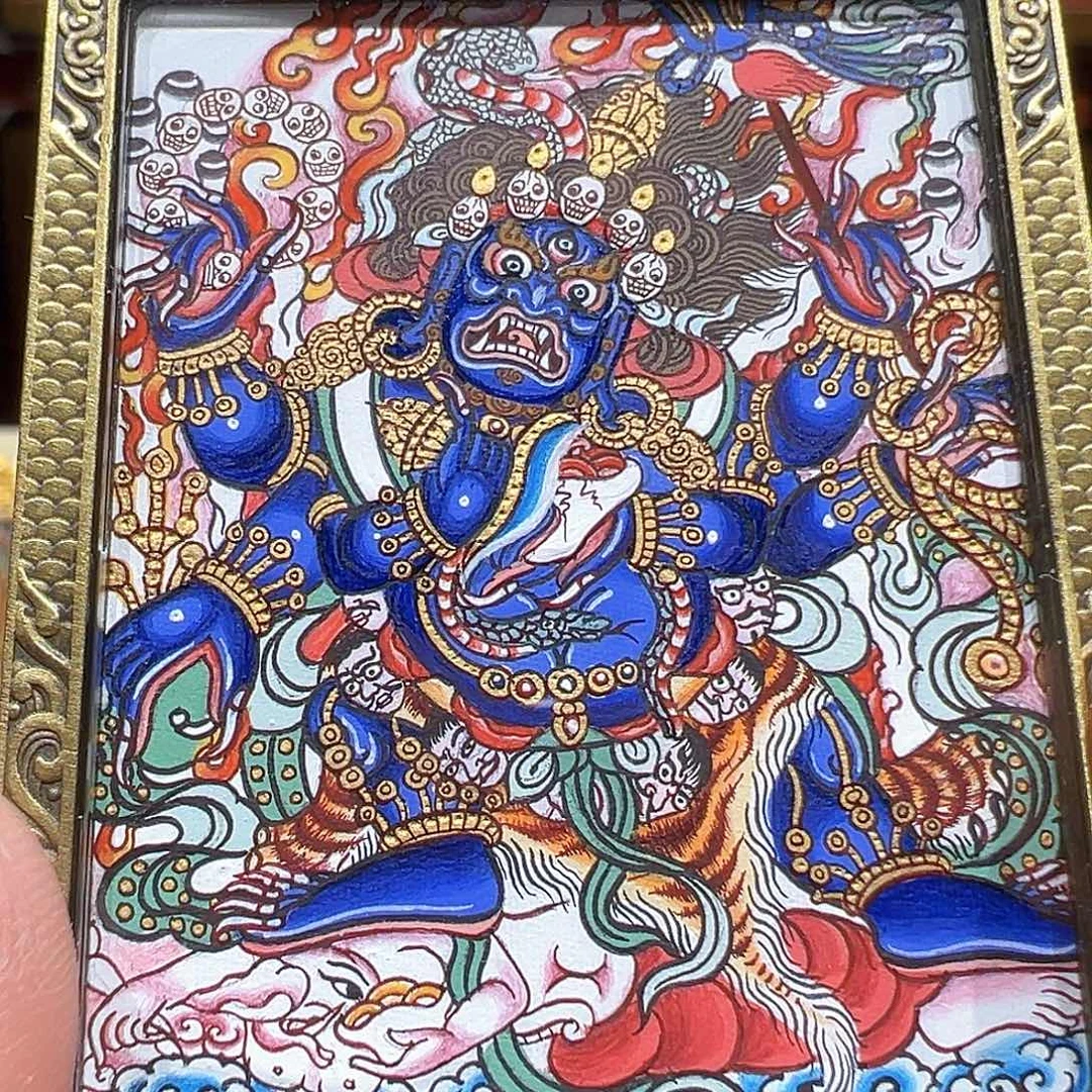 吊坠全手绘热贡唐卡大黑天