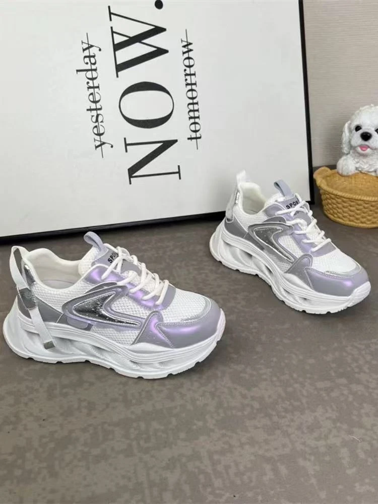 2025夏季新款真皮单网轻便运动阿甘鞋厚底百搭休闲老爹鞋306-7