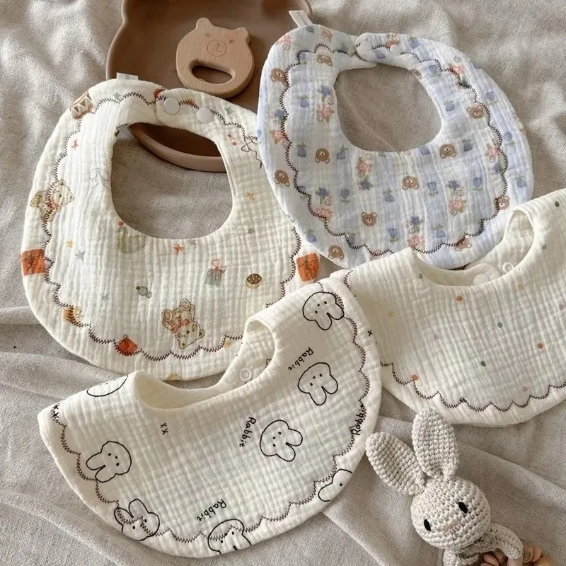 纯棉宝宝围嘴A类棉纱布儿童围兜柔软六层纱布新生儿柔软口水巾