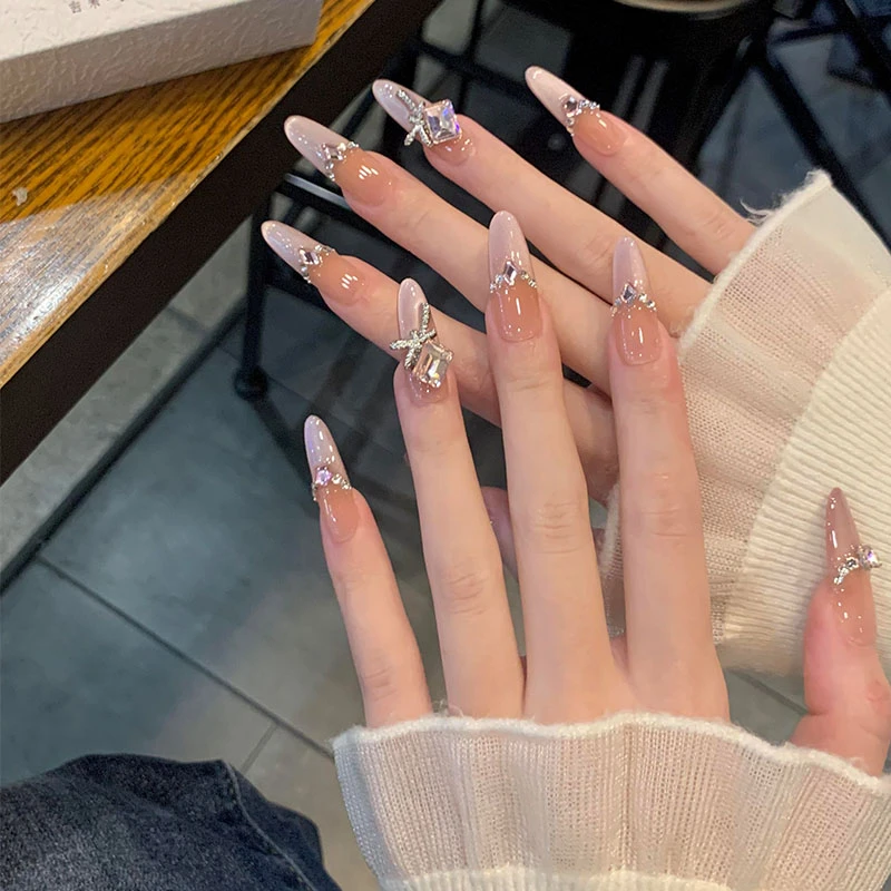 【甜欲少女】蝴蝶结猫眼穿戴甲显白气质法式少女风贴片美甲