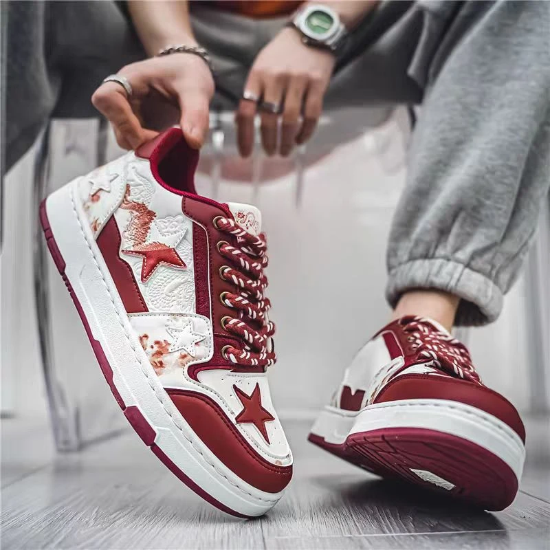 1139中国红国风轻便小白鞋女2024新款系带女鞋百搭休闲板鞋