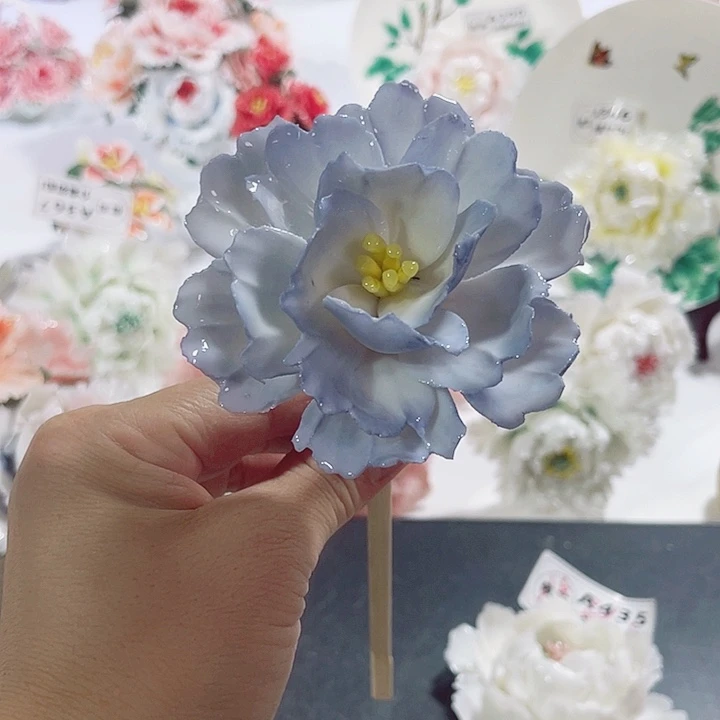 瓷片纯陶瓷手工捏花
