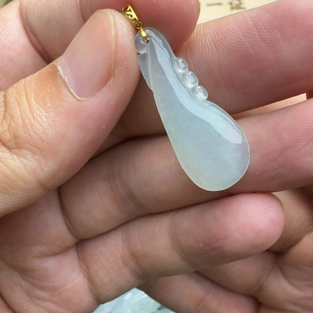 翡翠18K金镶嵌吊坠(不含链)福瓜