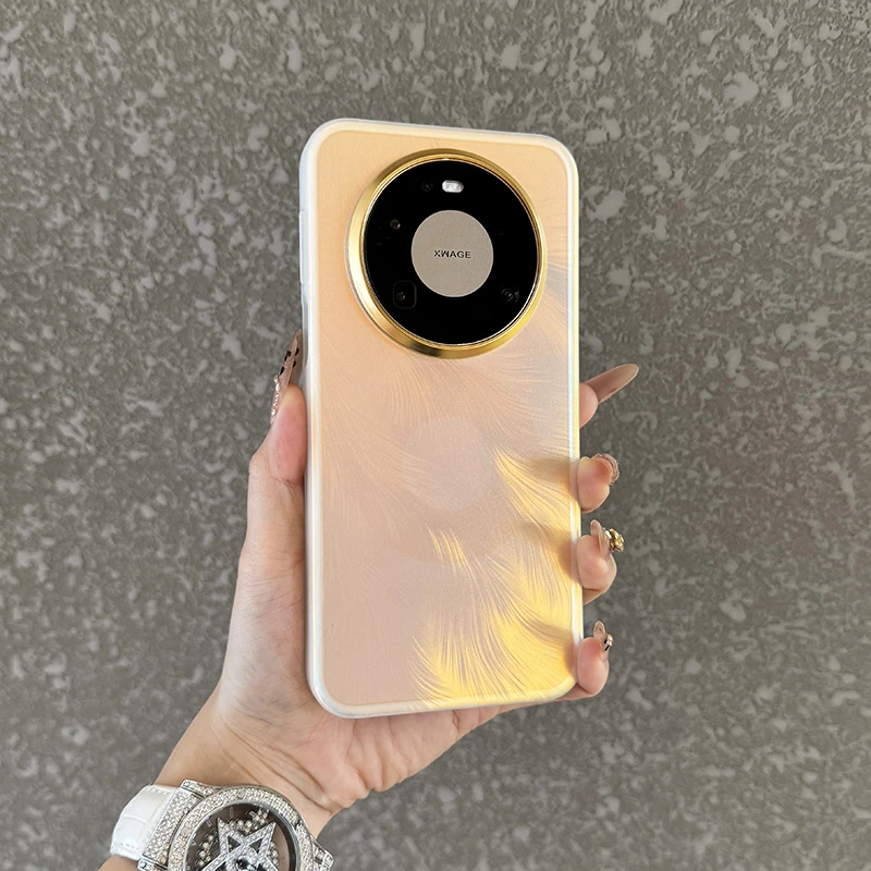 镭射羽毛适用于华为mate80promax手机壳磨砂80ultra全包70Air硬套