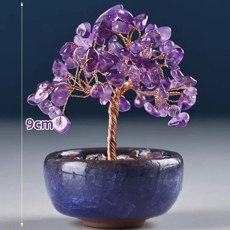 【梵东甄选】Z273-天然紫水晶发财树摆件-多样性发其一