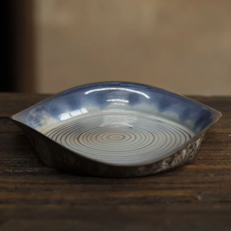 【野陶器】壶承-银灰色长16cm 高1cm（Q1989）