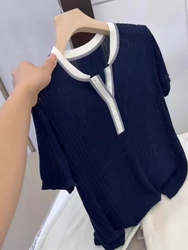 /夏夜/ tt显瘦时尚宽松洋气女装上衣圆领夏季女士