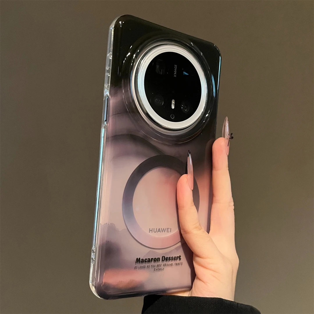 国风水墨画适用于华为mate70pro+苹果手机壳磁吸全包防摔硅胶软壳