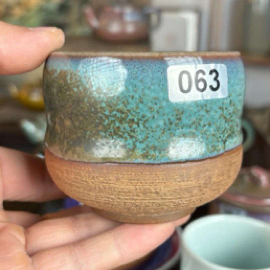 063纯手工拉坯钧瓷原矿釉主人杯炉钧结晶葫芦杯福禄杯茶杯家用