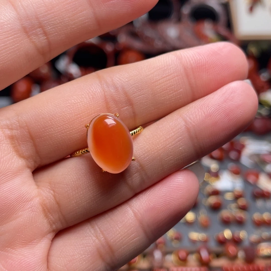 南红玛瑙银S925镶嵌天眼戒指