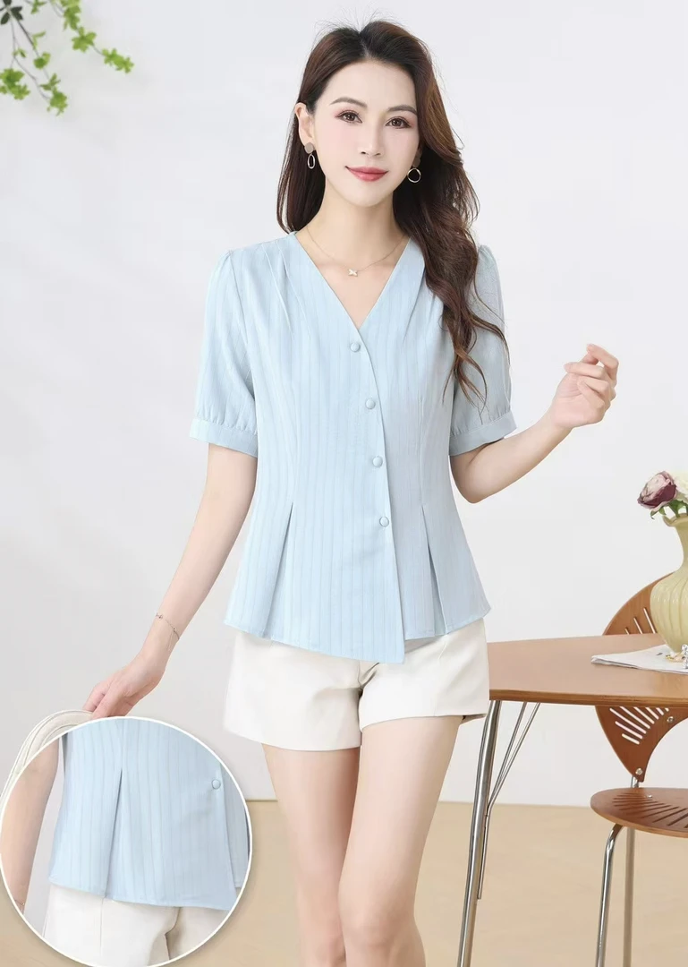 精选时尚潮流减龄显瘦气质亮肤修身款夏季衬衣小衫