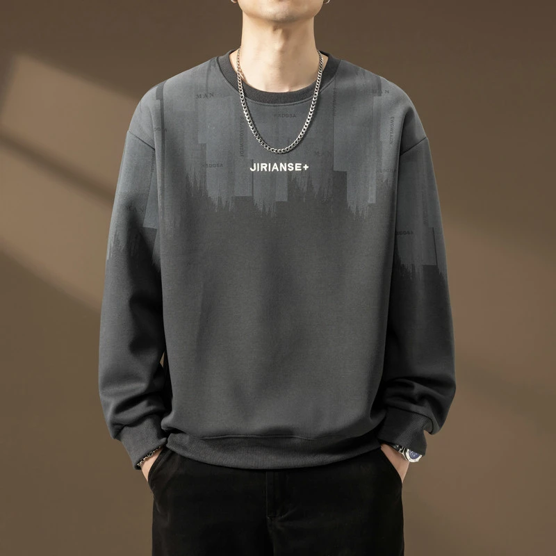 美式扎染男士卫衣春秋季2025新款潮牌宽松圆领男装内搭打底衫上衣