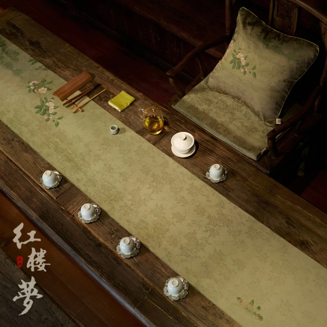 爱奇葩原创逝水云裳桌旗中式禅意茶席防水茶桌垫布茶几茶旗桌布