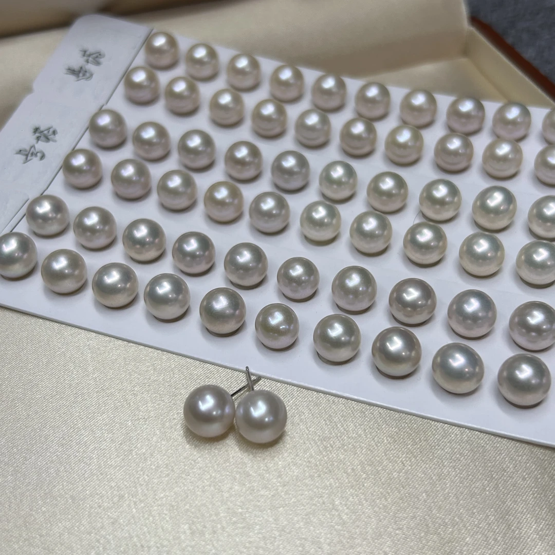 【曼塔】淡水珍珠曼塔耳钉9-10mm 多样性发一