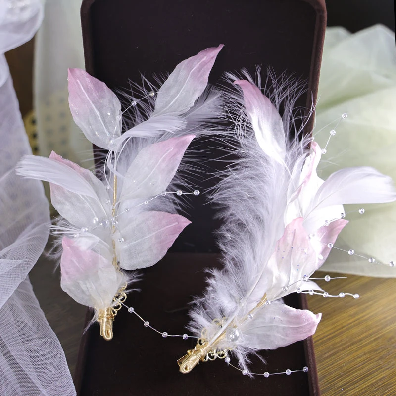 耀如春华 羽枝 原创古风纯手工真丝烫花发钗汉服配饰