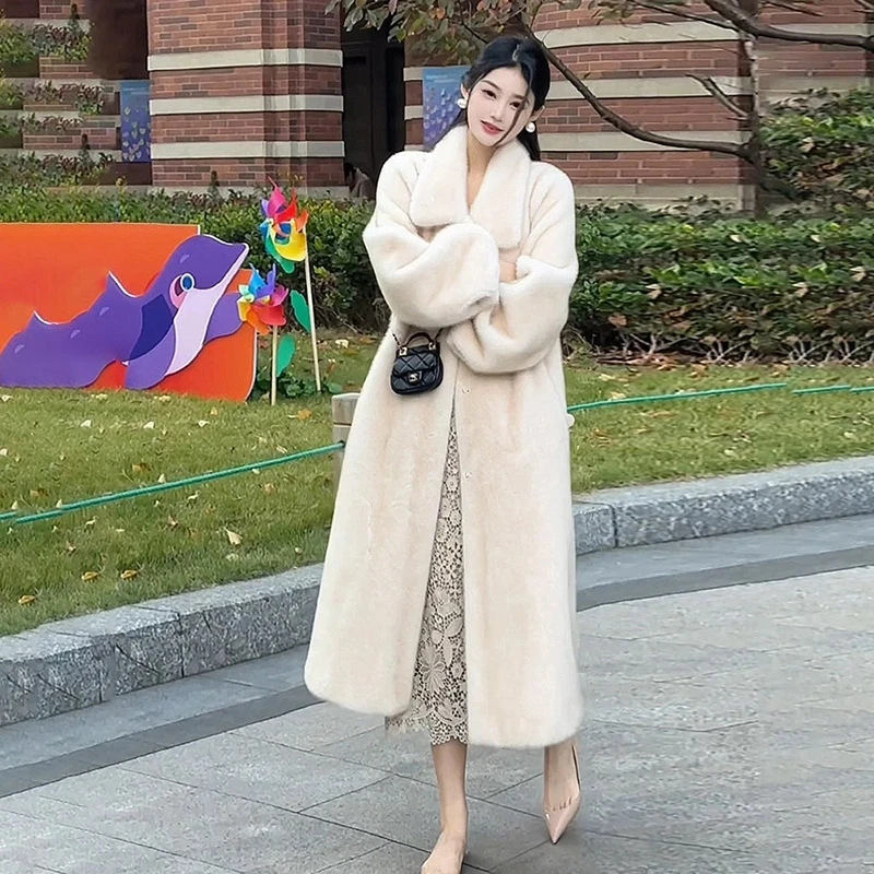 【+暖暖】新款大翻领气质时尚秋冬轻奢女士长款毛绒外套【A001-A200】