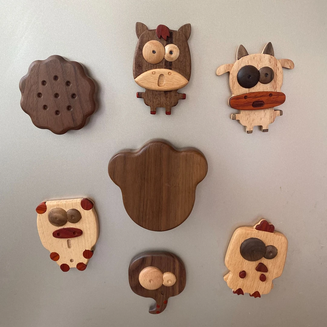 实木冰箱贴十二生肖创意网红装饰可爱动物磁力贴冰箱门磁吸小礼物