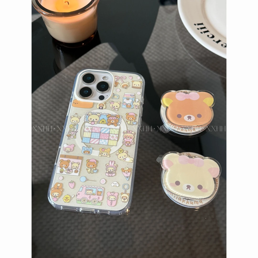 双层磁吸imd轻松熊熊妹磁吸手机支架适用苹果16款型号