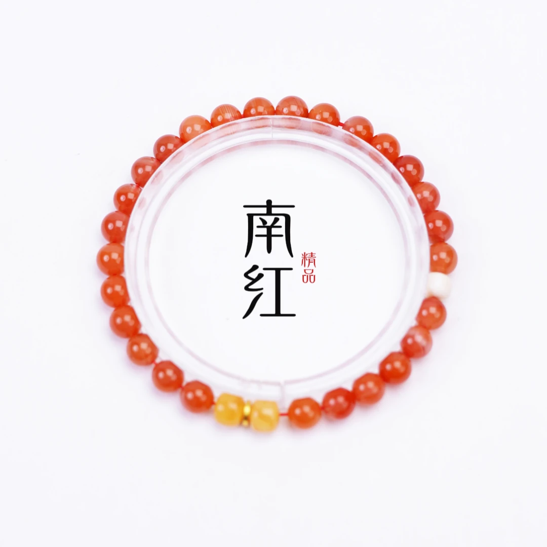 SNH10098 精品南红 柿子红 单圈手串 6-7mm