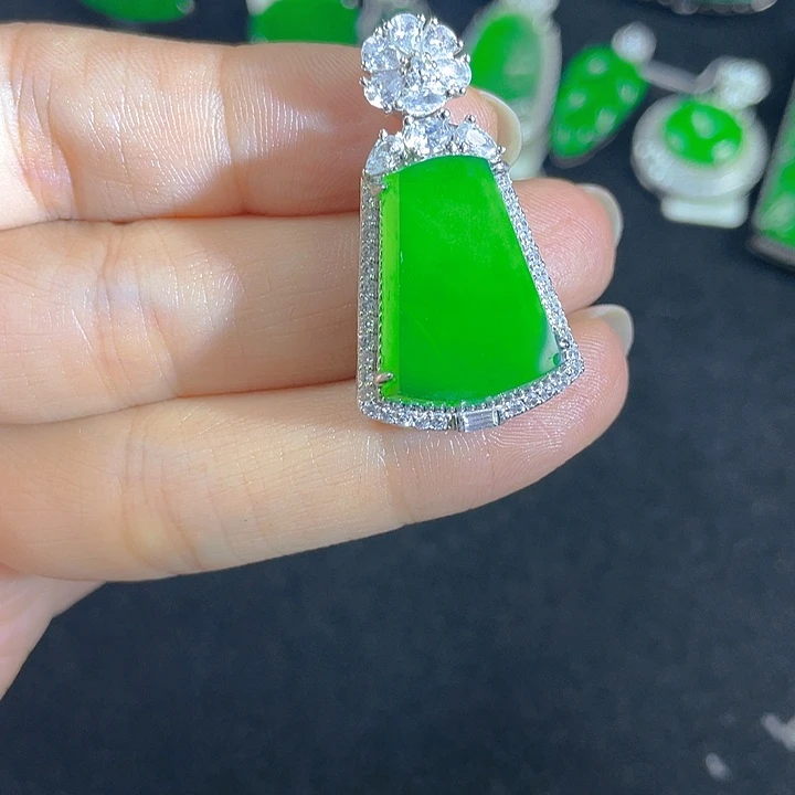 翡翠银S925镶嵌吊坠(不含链)