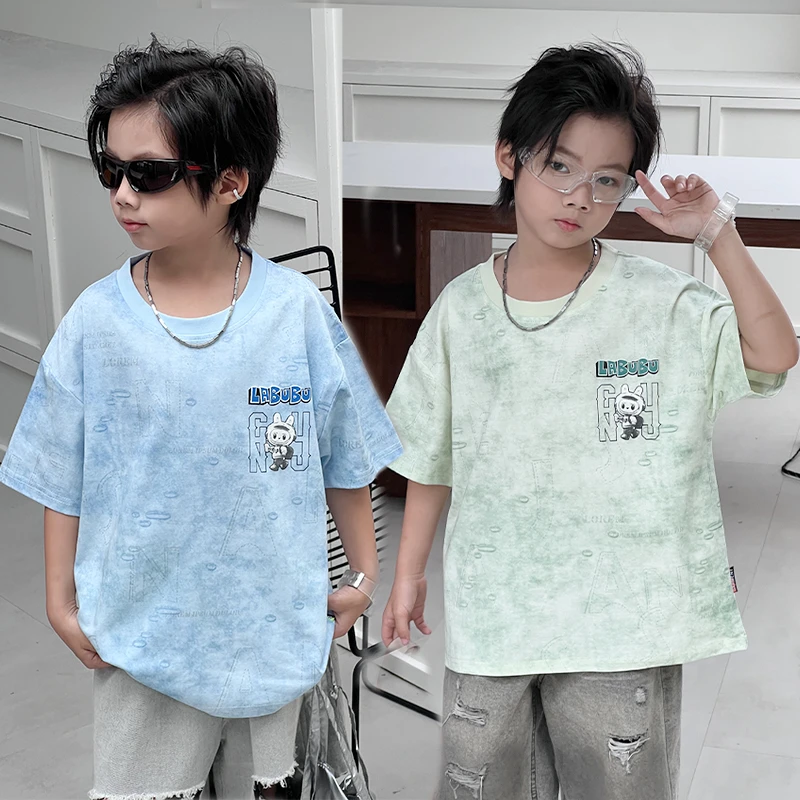 夏季男男童宝宝T恤印花卡通动漫短袖烫银无感烫花潮流时尚百搭