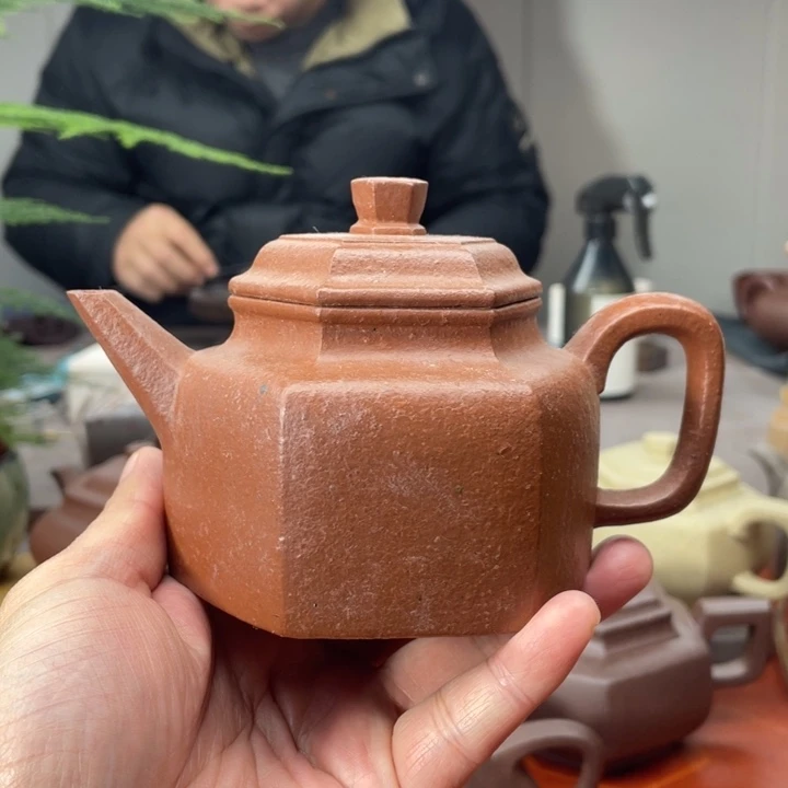 紫砂茶壶原矿无添加手磨料小红泥六方德中