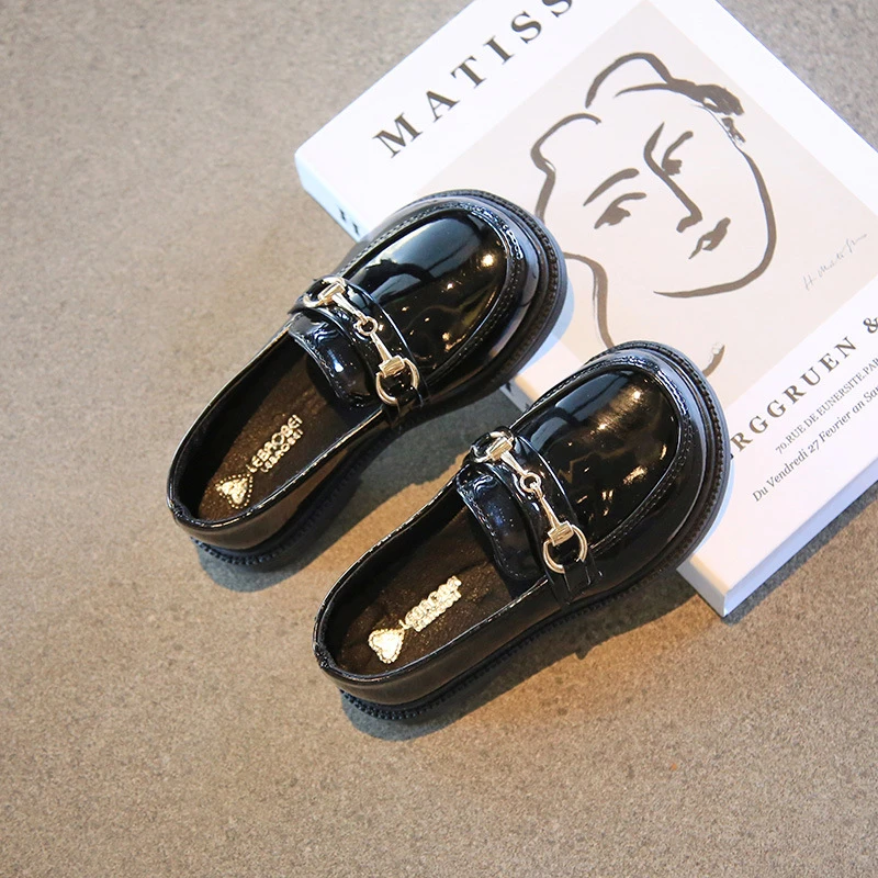 女童黑色皮鞋演出鞋春秋皮面单鞋软底小学生英伦风公主儿童鞋子潮