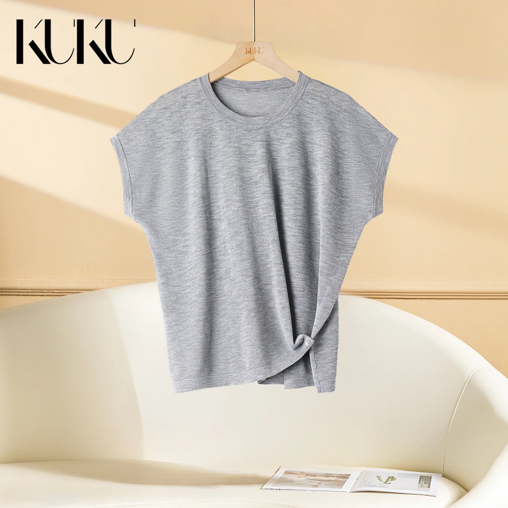 凉凉衫~2025夏亚麻纯色百搭高级感T恤6003