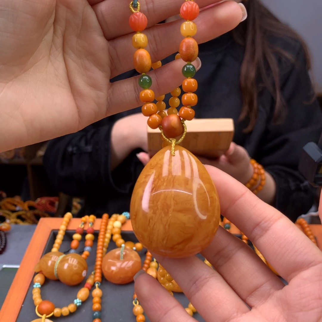 蜜蜡颈饰未镶嵌水滴