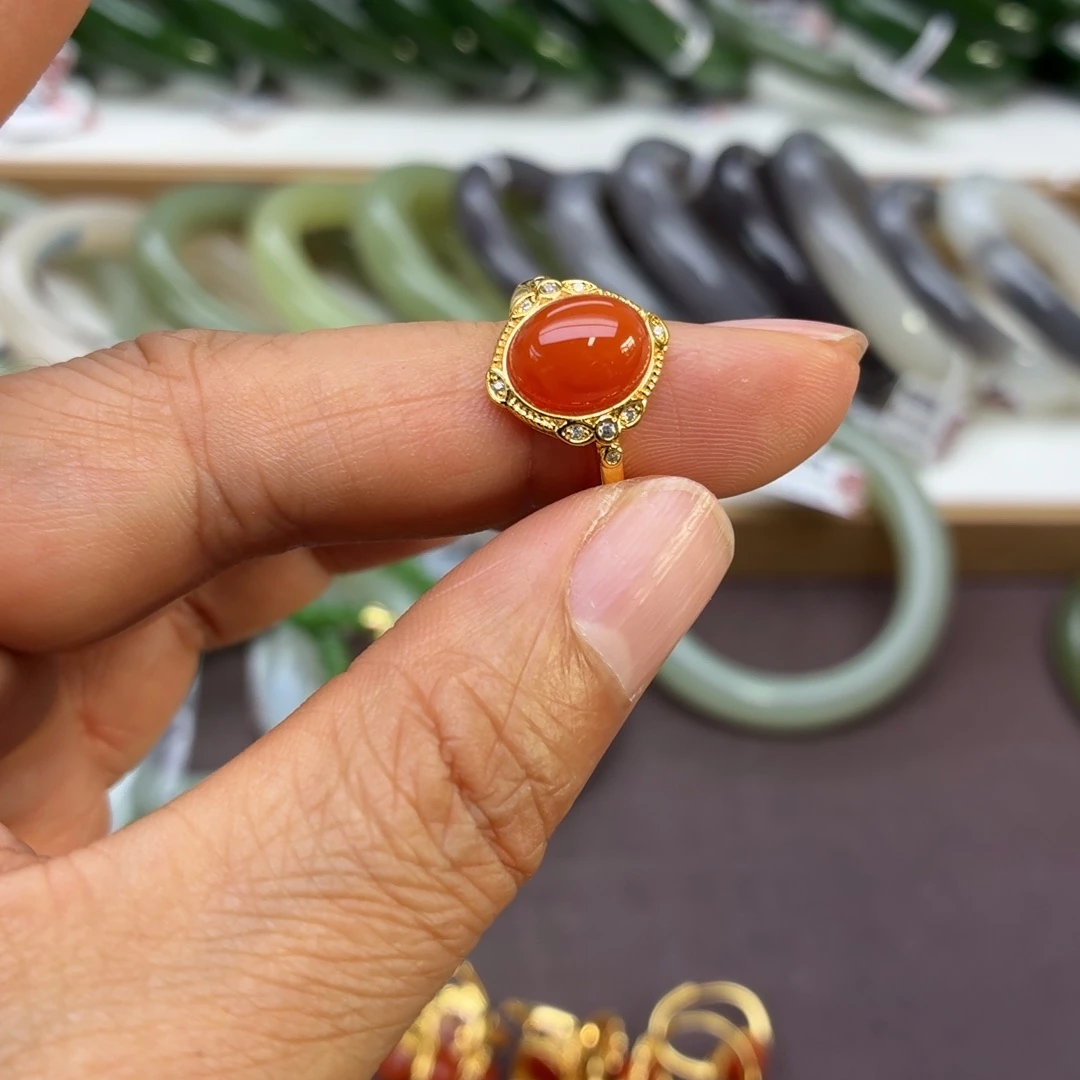 和田玉银S925镶嵌戒指