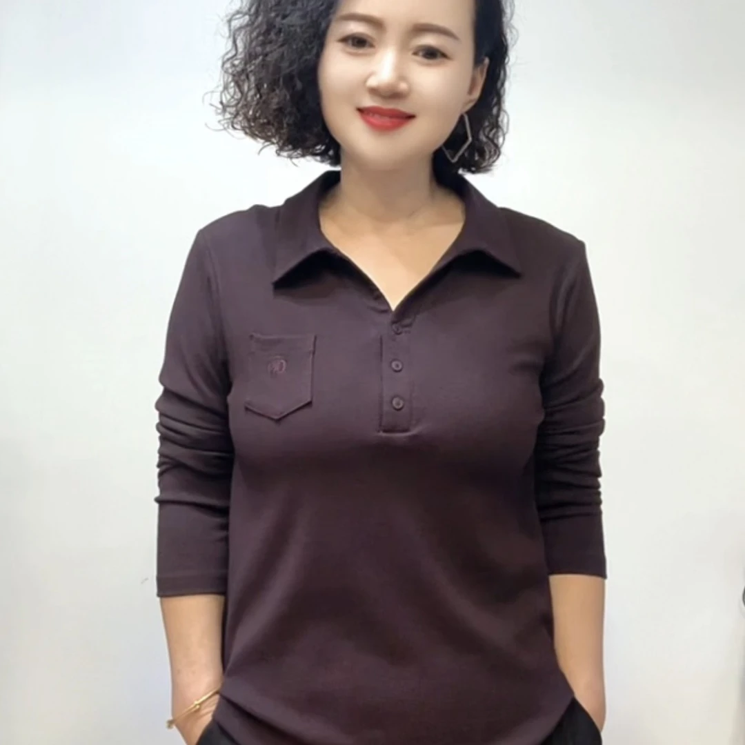 秋季新款百搭长袖翻领修身气质休闲女衬衫