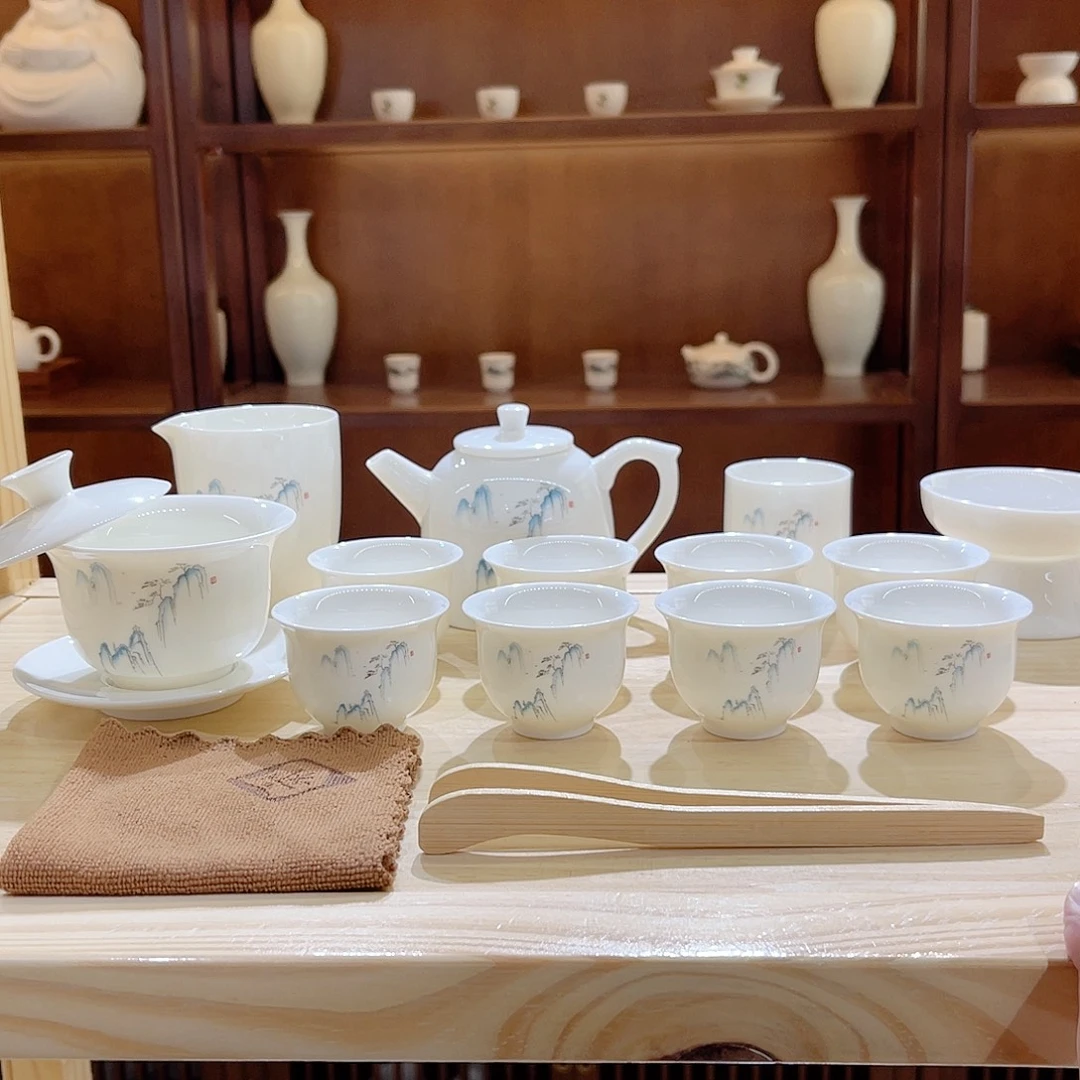 瓷片玄致羊脂玉瓷茶具套装