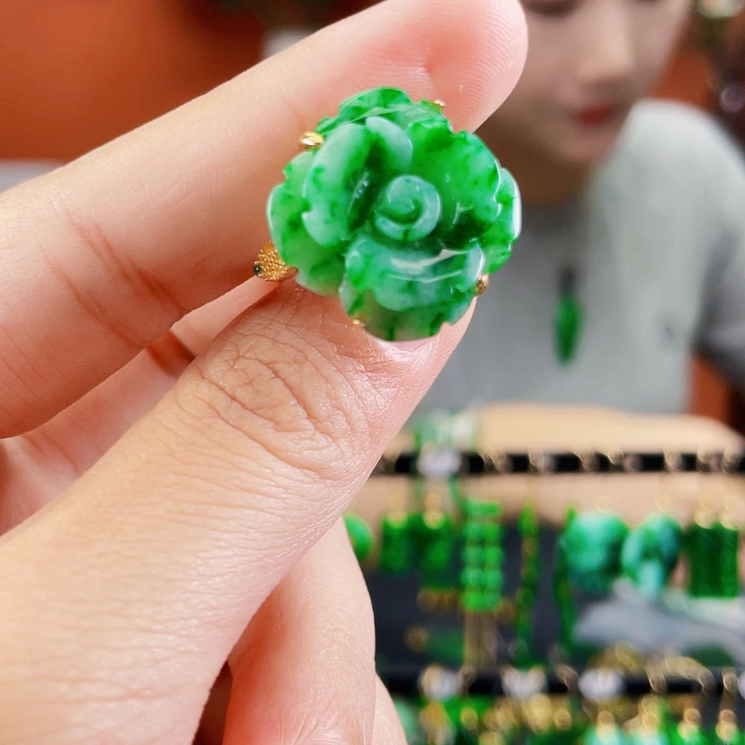 翡翠银S925镶嵌耳饰