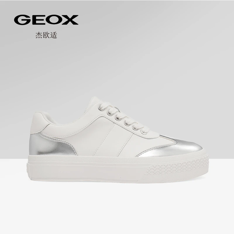 GEOX/杰欧适女款真皮透气防滑平底休闲鞋夏季厚底百搭休闲小白鞋