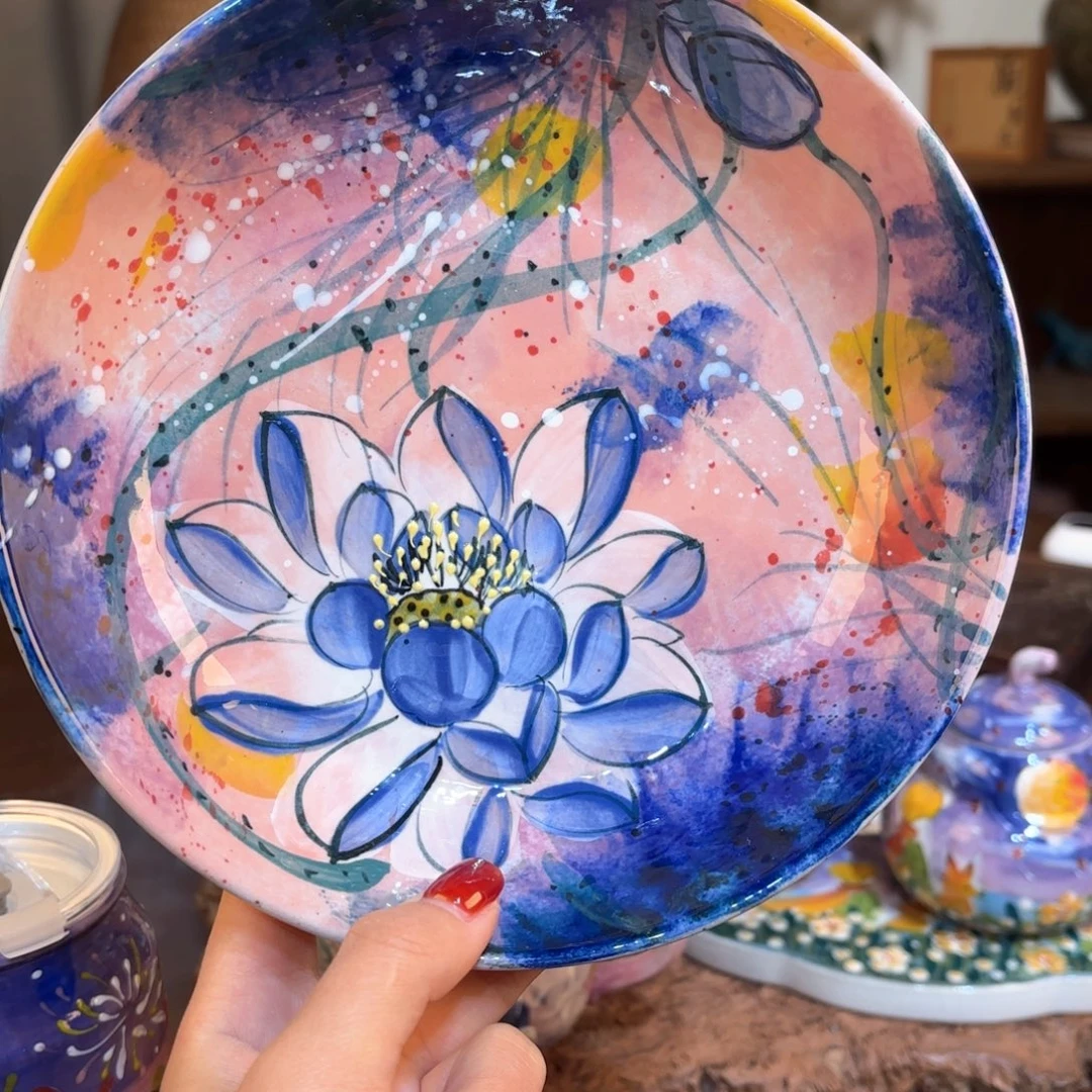 景德镇手绘高温釉下彩陶瓷茶具